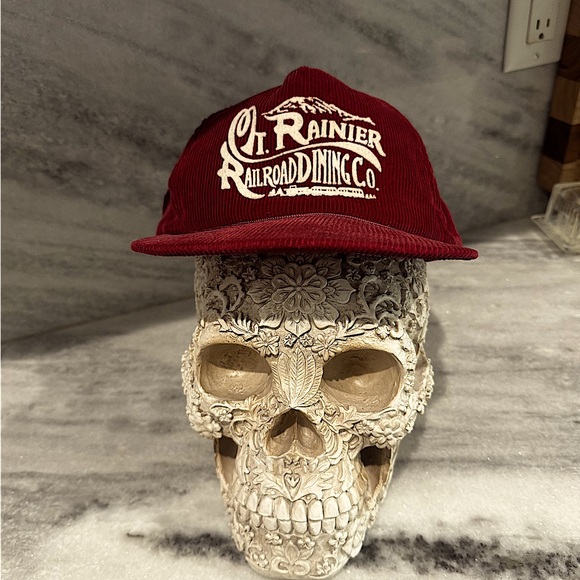 Vintage Mt. Rainier Railroad Co. Corduroy Snapback Hat 80s 90s Tourist Souvenir - Picture 1 of 6